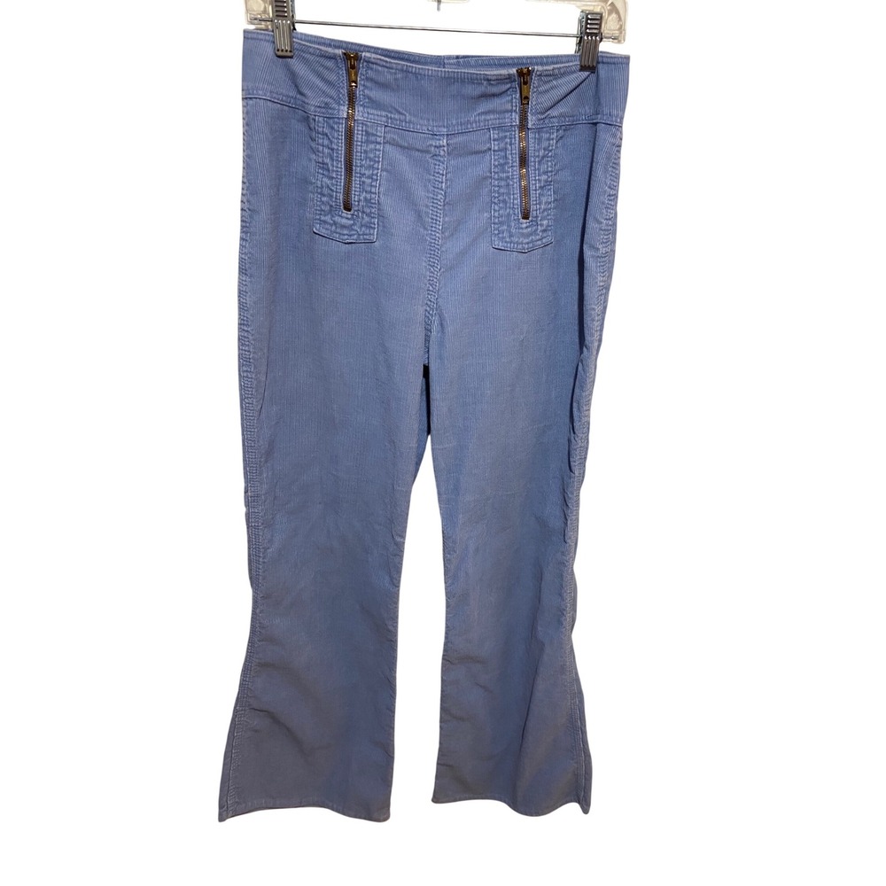 Vintage Wrangler Dusty Blue Corduroy Flare Pants Double Front Zipper Scovill 29‎